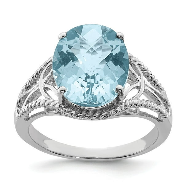 FB Jewels Solid Sterling Silver Rhodium Blue Topaz & Diamond Ring FB Jewels Solid Sterling Silver Rhodium Blue Topaz & Diamond Ring